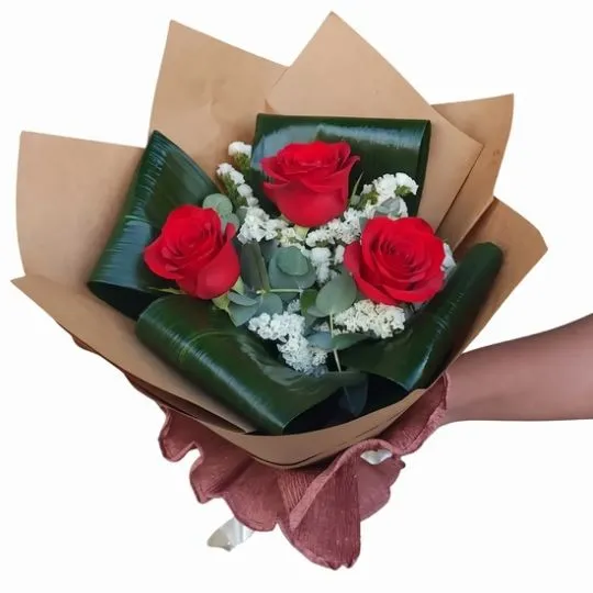Ramo de 3 rosas rojas importadas terra 